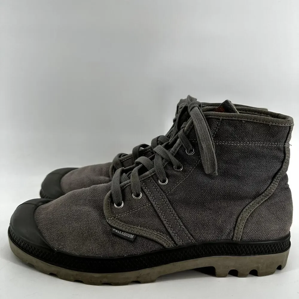Palladium Pallabrouse High Top Cotton Canvas Boots Lace Up Metal Black 11